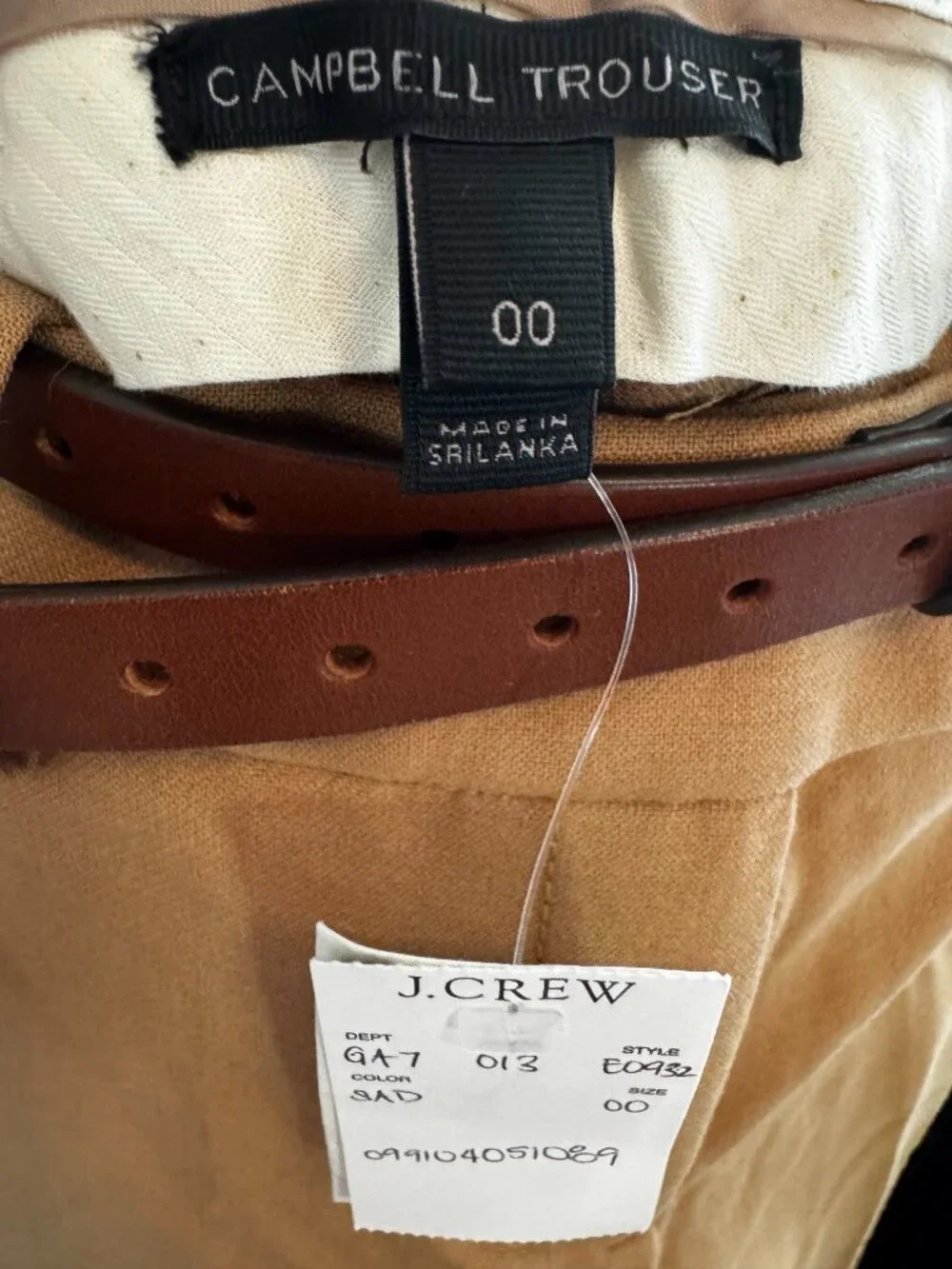 J.Crew Campbell Trousers Camel Tan 00 Zipper Pockets